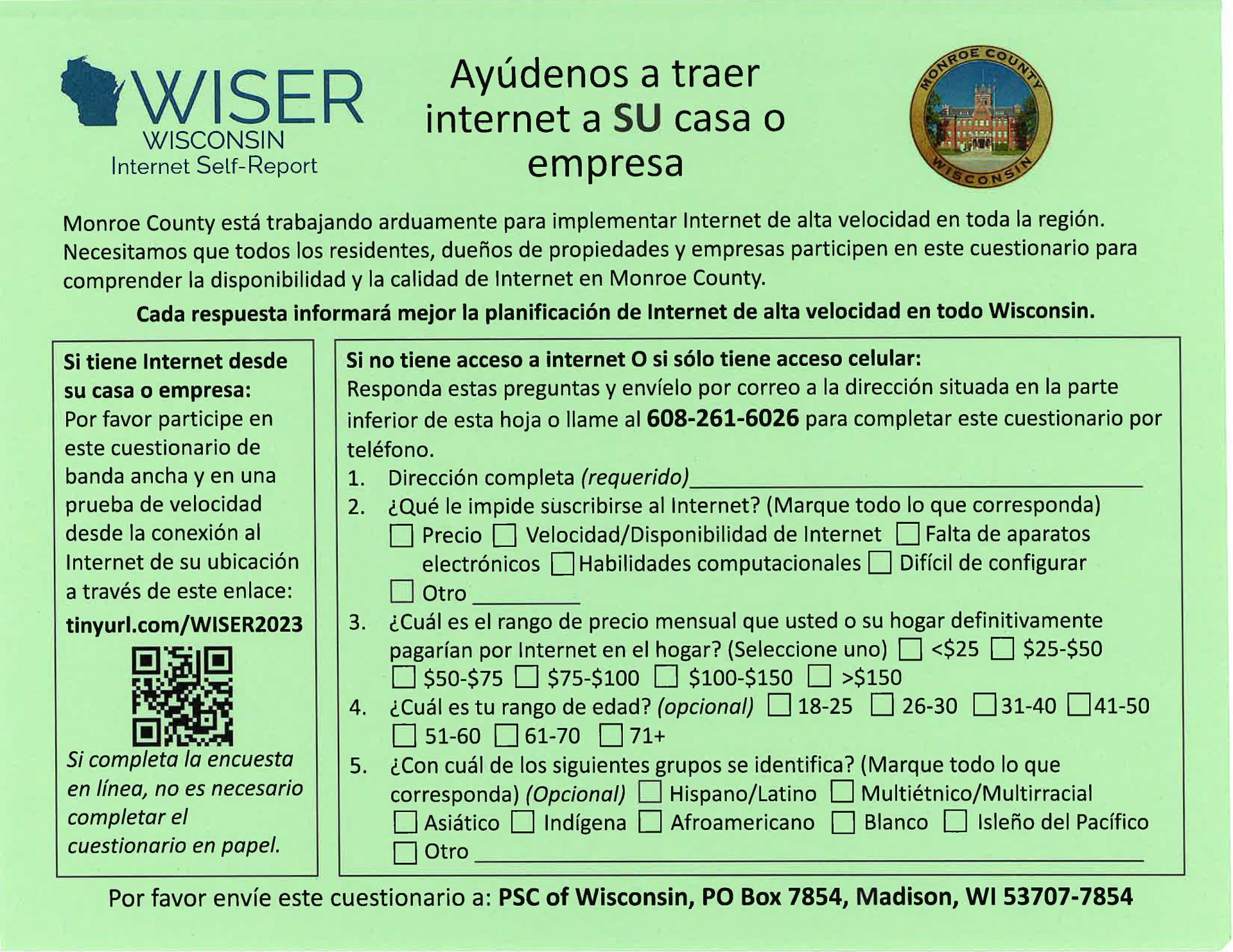 PSC Wiser Test No Internet Flyer Spanish