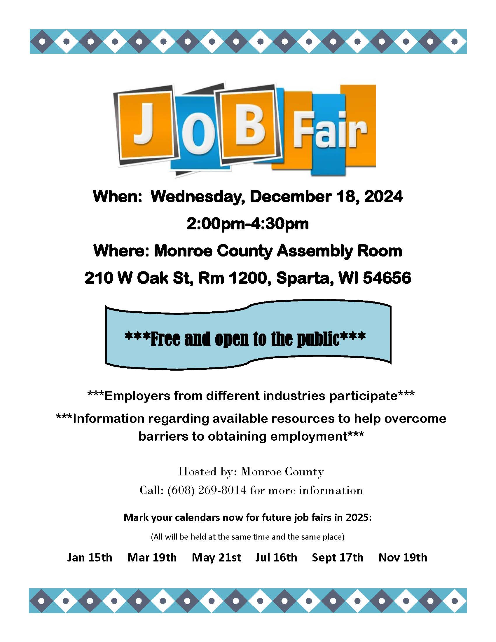 Monroe County Job Fair Flyer - 2024 Version